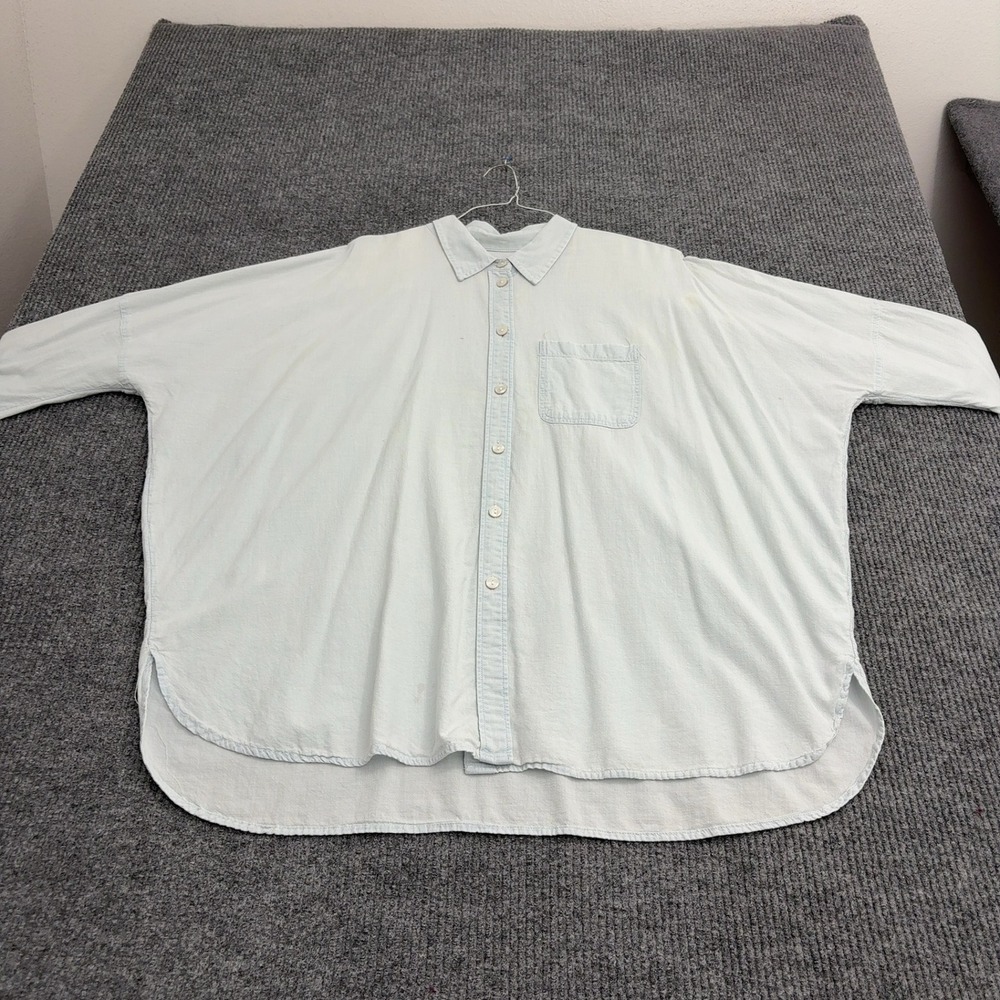 American Eagle Shirt Womens M Blue Cotton Oversized Button Down Casual Boho